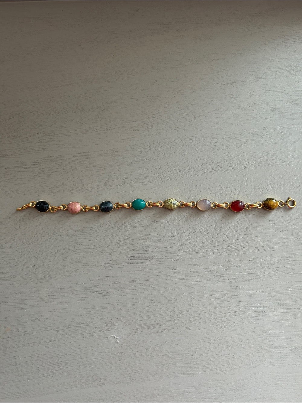 Vintage Scarab Bracelet With Semi Precious Stones - Picture 4 of 8